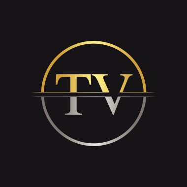 İlk Harf Tv Logo Tasarım Vektör Şablonu. Bağlı Typography Tv Harf Logosu Tasarımı