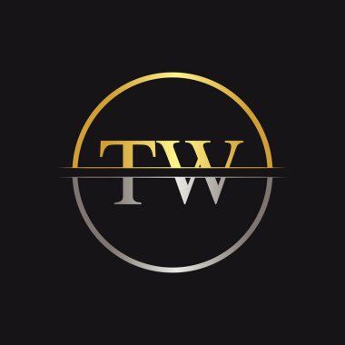 İlk Harf Tw Logo Tasarım Vektör Şablonu. Bağlı Typography Tw Harf Logosu Tasarımı