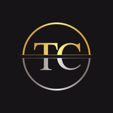 İlk Harf Tc Logo Tasarım Vektör Şablonu. Bağlı Typography Tc Harf Logosu Tasarımı