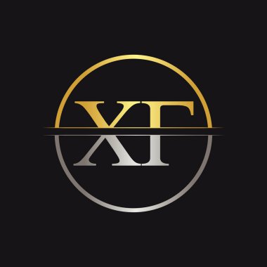 Altın ve Gümüş Renkli Yaratıcı Harf XF Logo Vektörü. Soyut Bağlı Harf XF Logo Tasarımı