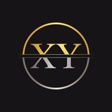Altın ve Gümüş Renkli Yaratıcı Harf XY Logo Vektörü. Soyut Bağlı Harf XY Logo Tasarımı