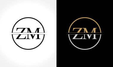 Baş Zm Logo Tasarım Vektör Şablonu. Creative Letter Zm Business Logo Vektörü İllüstrasyonu