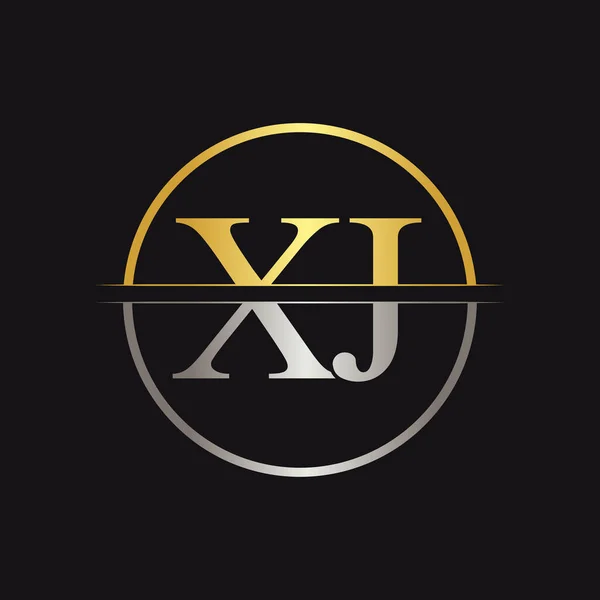 Creative Letter Logo Vektor Zlatou Stříbrnou Barvou Abstraktní Propojené Písmeno — Stockový vektor