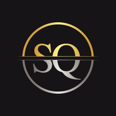 İlk Harf Sq Logo Tasarım Vektör Şablonu. Sq Harf Logosu Tasarımı