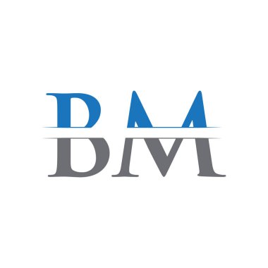 Yaratıcı modern iş tipografi vektör şablonlu ilk Bm Harf Logosu. Yaratıcı Soyut Harf Bm Logo Tasarımı
