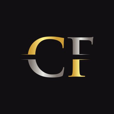 Yaratıcı modern iş tipografi vektör şablonu içeren ilk Cf Harfi logosu. Yaratıcı Soyut Harf Logosu Tasarımı