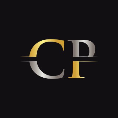 Yaratıcı modern iş tipografi vektör şablonlu ilk Cp Harf Logosu. Yaratıcı Soyut Harf CP Logosu Tasarımı