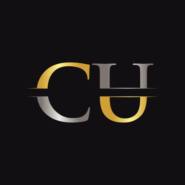 Yaratıcı modern iş tipografi vektör şablonlu ilk Cu Harf Logosu. Yaratıcı Soyut Harf Cu Logo Tasarımı