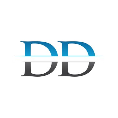 İlk Dd Harf Logo Tasarım Vektörü Mavi ve Gri Renkli. Dd Logo Tasarımı