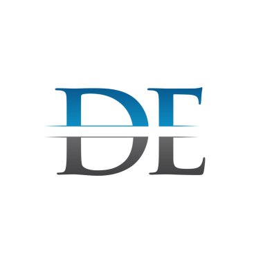 Baş harfleri De Letter Logo Tasarım Vektörü Mavi ve Gri Renkli. De Logo Tasarımı