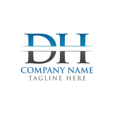 İlk Dh Harfi Logo Tasarım Vektörü Mavi ve Gri Renkli. Dh Logo Tasarımı