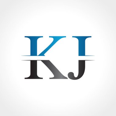 KJ harfli Logo Tasarım Vektör İllüstrasyonu. Soyut Harf Kj logo Tasarımı