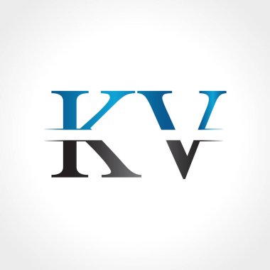İlk Kv harfi Logo Tasarım Vektör İllüstrasyonu. Soyut Harf Kv logosu Tasarımı