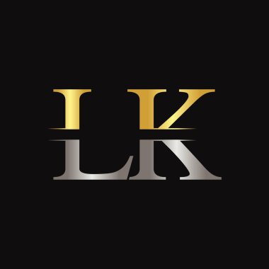 İlk Lk harfi Logo Tasarım Şablonu. Soyut Siyah Harf Lk logosu Tasarımı