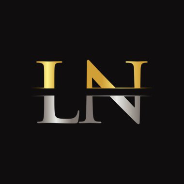İlk Ln harfi Logo Tasarım Şablonu. Soyut Siyah Harf Logosu Tasarımı