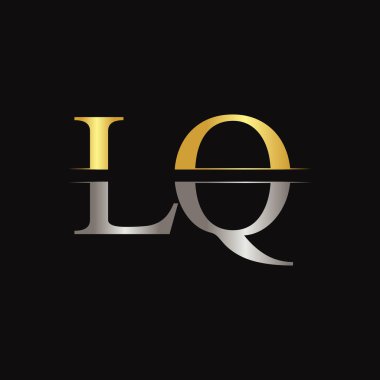 İlk LQ harfi Logo Tasarım Şablonu. Soyut Siyah Harf Lq logo Tasarımı