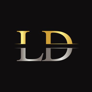 İlk Ld harfi Logo Tasarım Şablonu. Soyut Siyah Harf Ld logosu Tasarımı