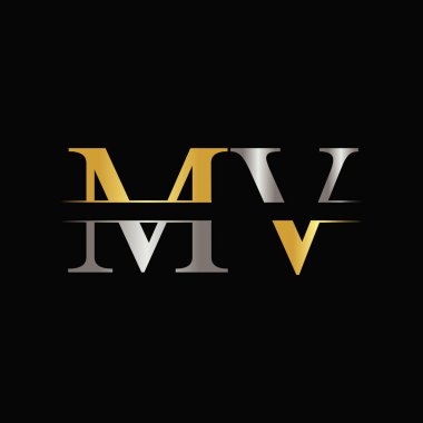 İlk Mv harfi Logo Tasarım Şablonu. Soyut Harf Mv logo Tasarımı