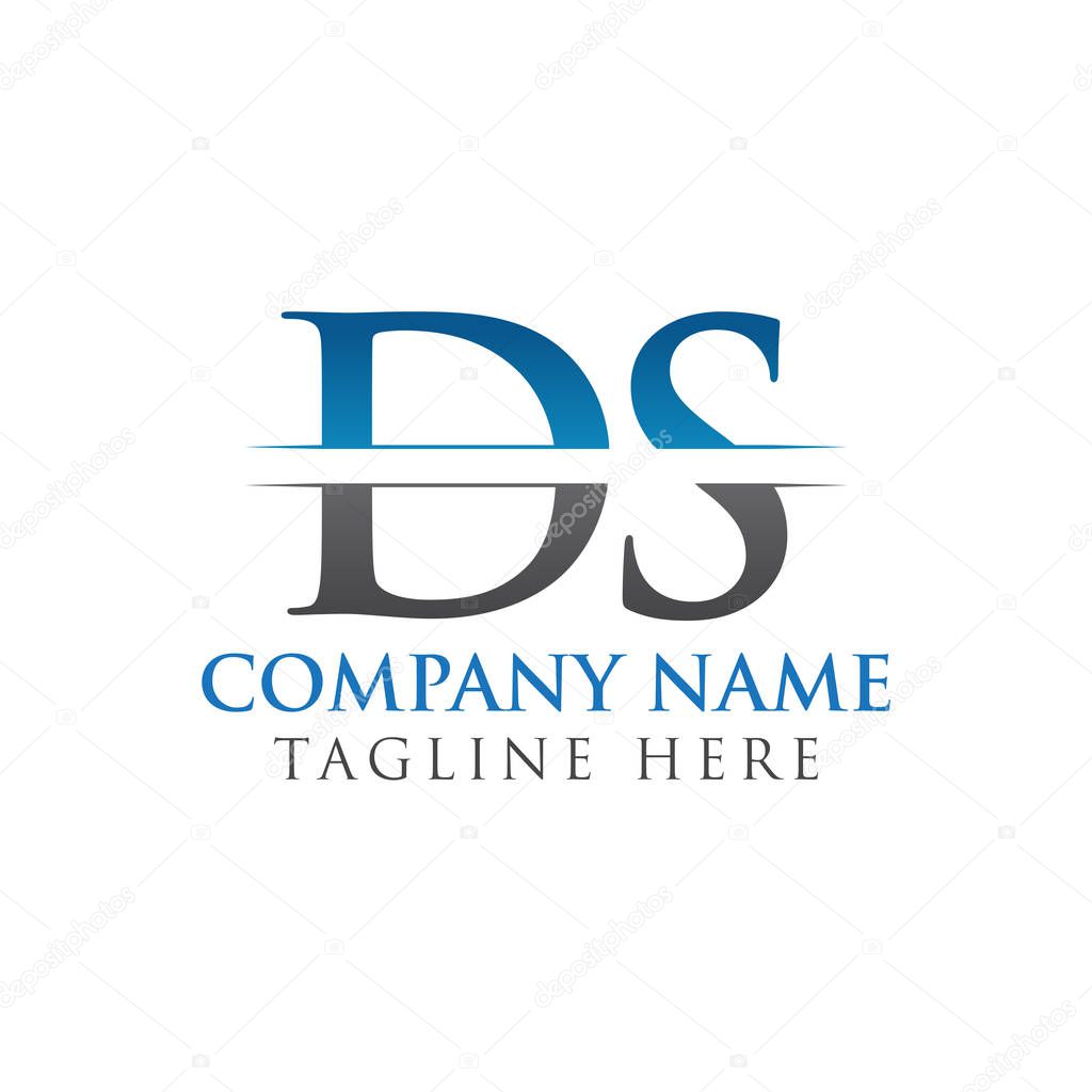Initial DS Letter Logo Design Vector With Blue and Grey Color. DS Logo Design