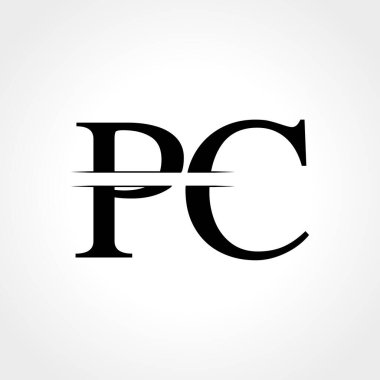 İlk Monogram Harf Pc Logo Tasarım Vektör Şablonu. Soyut Pc Harf Logosu Tasarımı