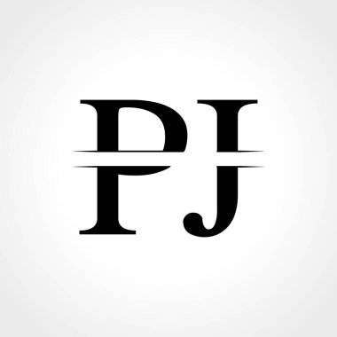 İlk Monogram Harf Logosu Tasarım Vektörü Şablonu. Soyut Pj Harf Logosu Tasarımı