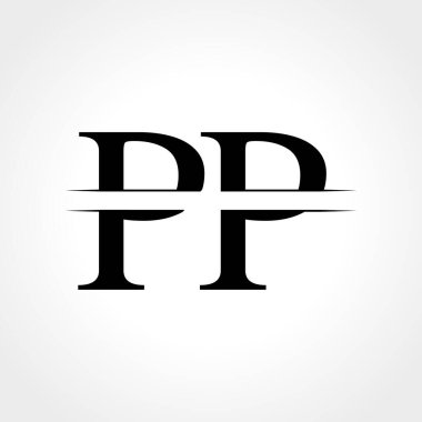 İlk Monogram Harf Pp Logosu Tasarım Vektör Şablonu. Soyut Pp Harf Logosu Tasarımı