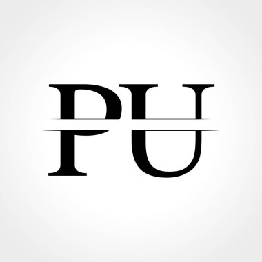 İlk Monogram Harf Pu Logosu Tasarım Vektör Şablonu. Soyut Pu Harf Logosu Tasarımı