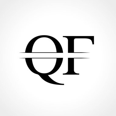 İlk Monogram Harf Qf Logo Tasarım Vektör Şablonu. Siyah Harf Qf Harfi Logo Tasarımı