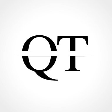 İlk Monogram Harf Qt Logo Tasarım Vektör Şablonu. Siyah Harf Qt Harf Logosu Tasarımı