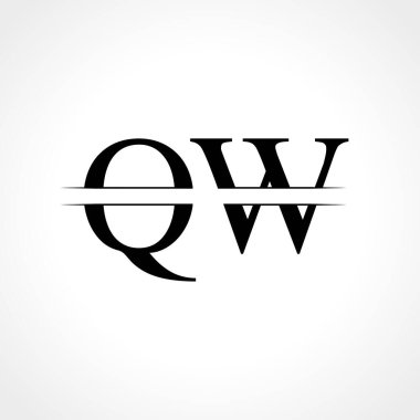İlk Monogram Harf Qw Logo Tasarım Vektör Şablonu. Kara Harf Qw Harf Logosu Tasarımı