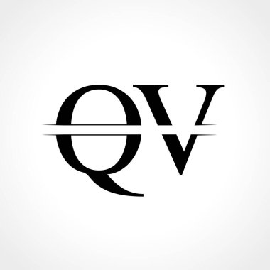 İlk Monogram Harf Qv Logo Tasarım Vektör Şablonu. Siyah Harf Qv Harf Logosu Tasarımı
