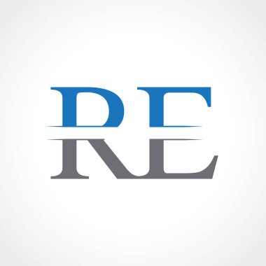 Soyut Harf Yeniden Logo Tasarım Vektör Şablonu. Yaratıcı Mavi ve Gri Renkler Harf Logosu Tasarımı