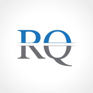 Soyut Harf Rq Logo Tasarım Vektör Şablonu. Yaratıcı Mavi ve Gri Renkler Rq Harf Logosu Tasarımı