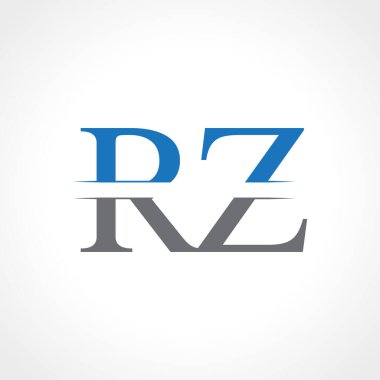 Soyut Harf Rz Logo Tasarım Vektör Şablonu. Yaratıcı Mavi ve Gri Renkler Rz Harf Logosu Tasarımı