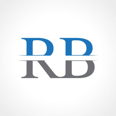 Soyut Harf Rb Logo Tasarım Vektör Şablonu. Creative Blue and Grey Colors Rb Letter Logo Tasarımı