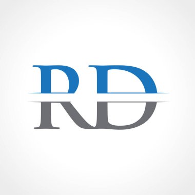 Soyut Harf Rd Logo Tasarım Vektör Şablonu. Creative Blue and Grey Colors Rd Letter Logo Tasarımı