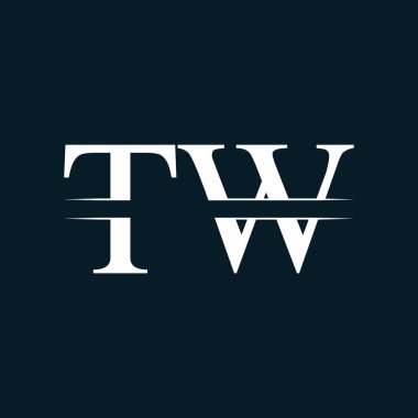 İlk Harf Tw Logo Tasarım Vektör Şablonu. Bağlı Typography Tw Harf Logosu Tasarımı