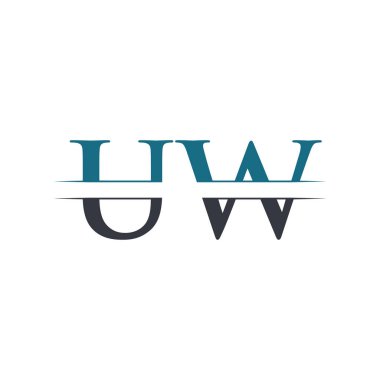 İlk Harf Uw Logo Tasarım Vektör Şablonu. Uw Harf Logosu Tasarımı