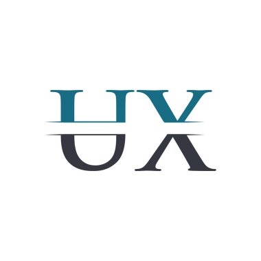 İlk Harf Ux Logo Tasarım Vektör Şablonu. Ux Harf Logosu Tasarımı