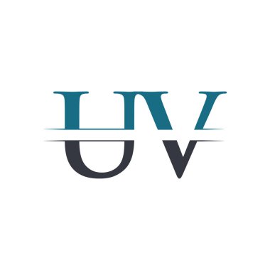 İlk Harf Uv Logo Tasarım Vektör Şablonu. Uv Harfi Logo Tasarımı