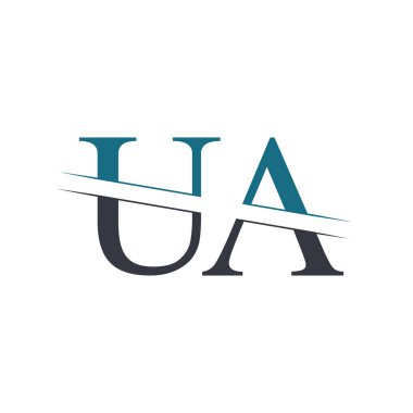 İlk Harf Ua Logo Tasarım Vektör Şablonu. Ua Harf Logosu Tasarımı