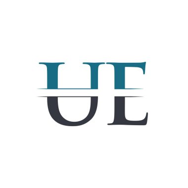 İlk Harf Ue Logo Tasarım Vektör Şablonu. Kullanıcı Harfi Logosu Tasarımı