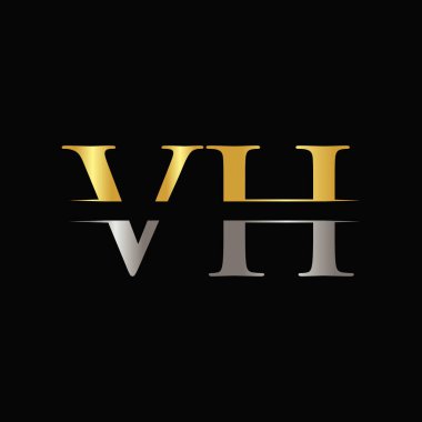Altın ve Gümüş Renkli Yaratıcı Vh Logo Vektör Şablonu. Vh Logo Tasarımı