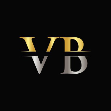 Altın ve Gümüş Renkli Yaratıcı Vb Logo Vektör Şablonu. Vb Logo Tasarımı