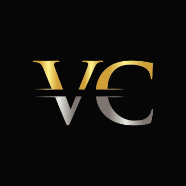 Altın ve Gümüş Renkli Yaratıcı Vc Logo Vektör Şablonu. Vc Logo Tasarımı