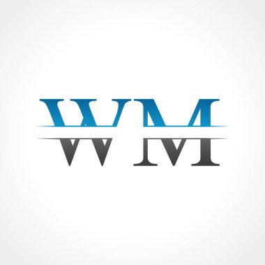 Baş harfler birbirine bağlanmış logo. Yaratıcı Harf Wm Logo Tasarım Vektör Şablonu