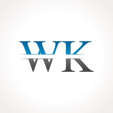 İlk Wk Harfi Bağlı Logo. Yaratıcı Harf Wk Logo Tasarım Vektör Şablonu