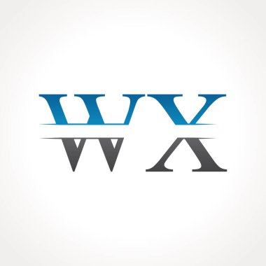 Baş harfler birbirine bağlanmış logo. Yaratıcı Harf Wx Logo Tasarım Vektörü Şablonu