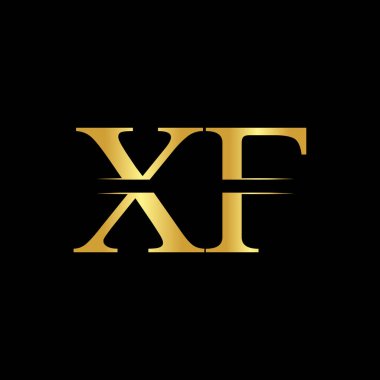 Altın Renkli Yaratıcı Xf Logo Vektörü. Soyut Bağlı Harf Xf Logo Tasarımı