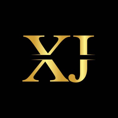 Altın Renkli Yaratıcı Harf Xj Logo Vektörü. Soyut Bağlı Harf Xj Logo Tasarımı